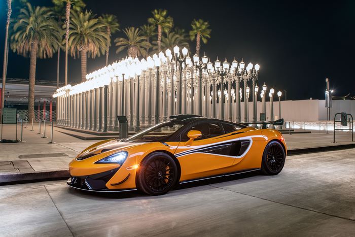 Orange McLaren 620R Supercar at Night