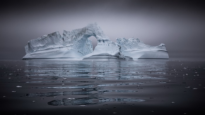 Iceberg Arch in the Ocean 4K