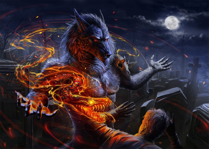 Dark Werewolf Summoning Fiery Spirit