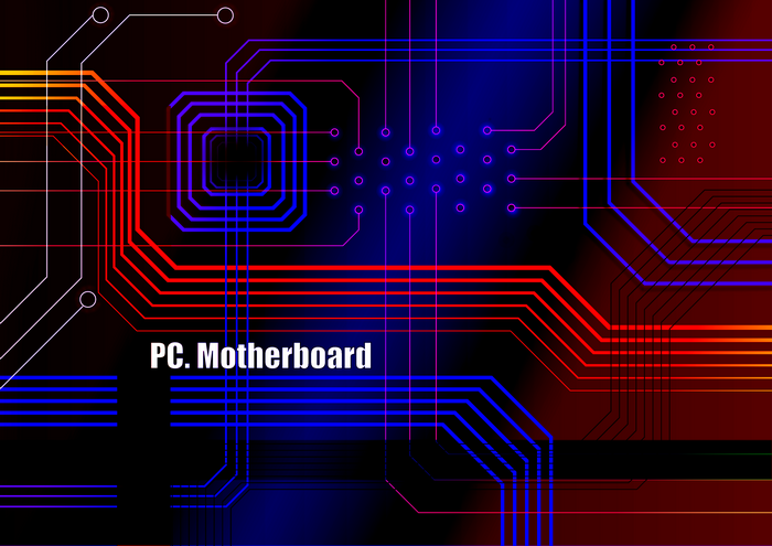 PC Motherboard digital art with glowing circuits