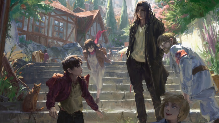 Eren Yeager and Others in Vibrant 4K Scene