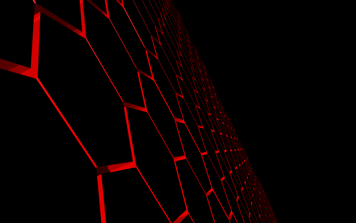 Abstract Red Hexagon Digital Art