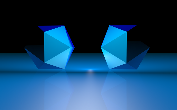 Abstract Blue 3D Shapes on Black Background