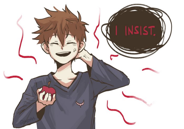Hero from OMORI holding an apple