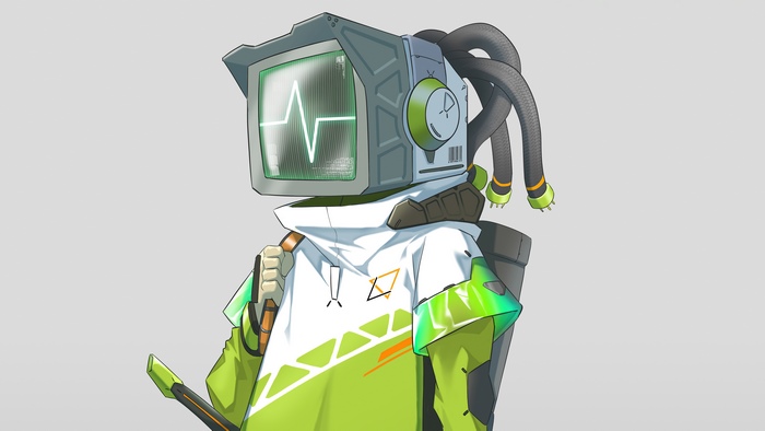 Sci Fi Robot with Monitor Head