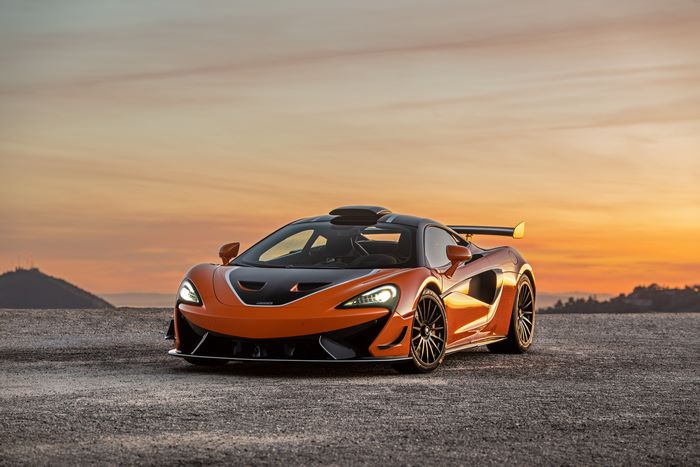 McLaren 620R supercar at sunset