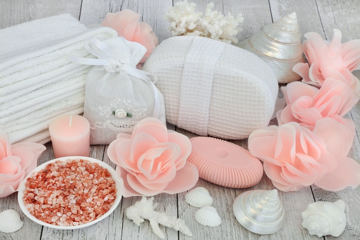 Spa Still Life with Soap, Candle, and Towels