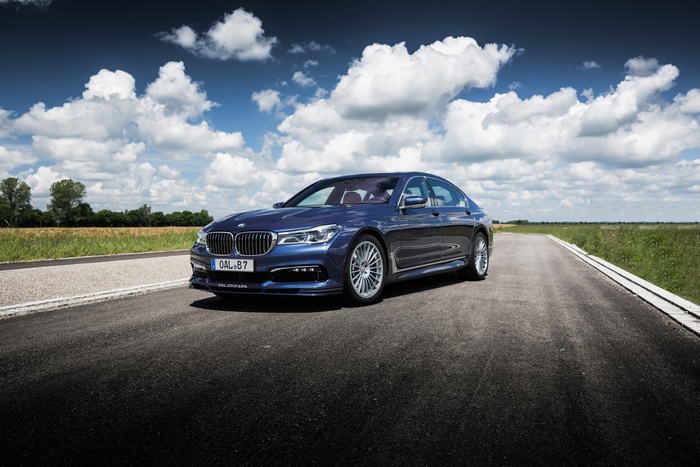 Blue BMW Alpina B7 on a Road