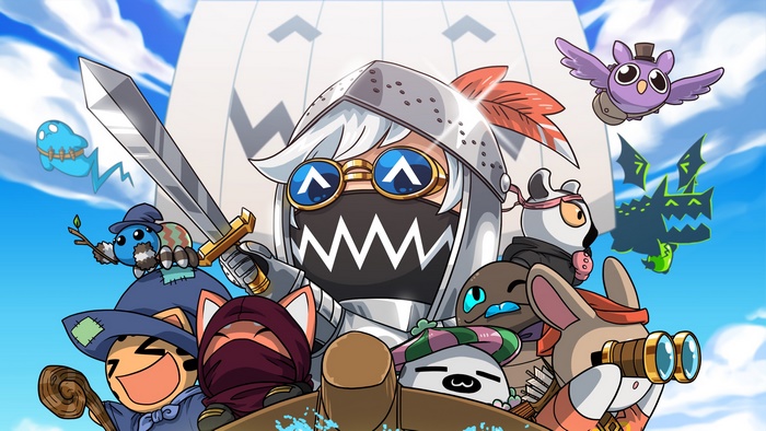 Monstercat characters on a boat with a sword
