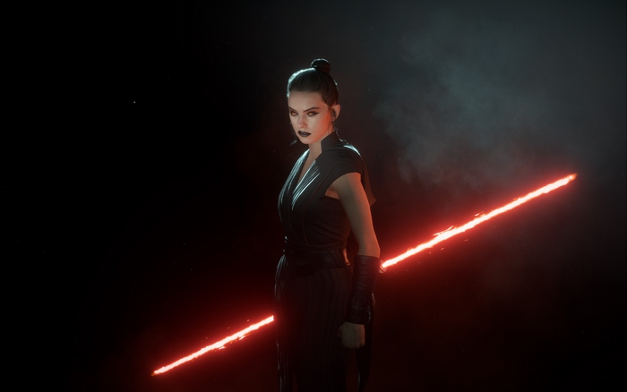 Dark Rey with Dual Red Lightsabers in Star Wars Battlefront II