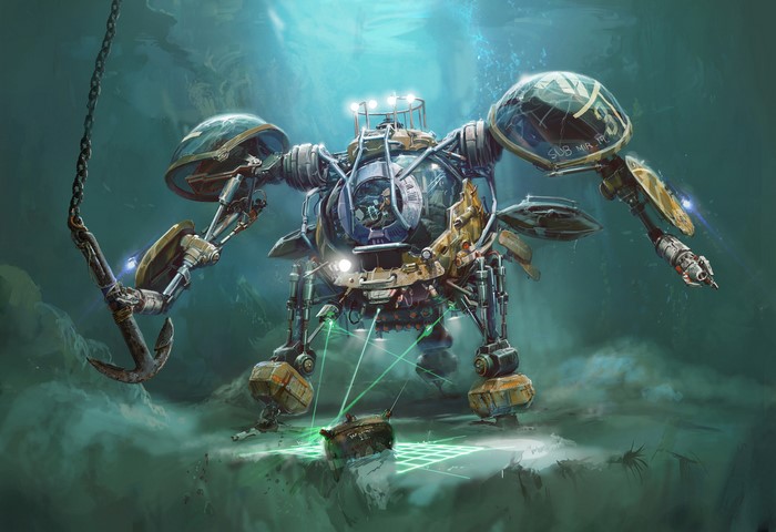 Sci-Fi Mech with Anchor and Lasers