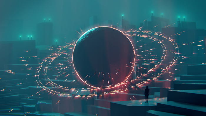 Sci Fi City with a Giant Orb