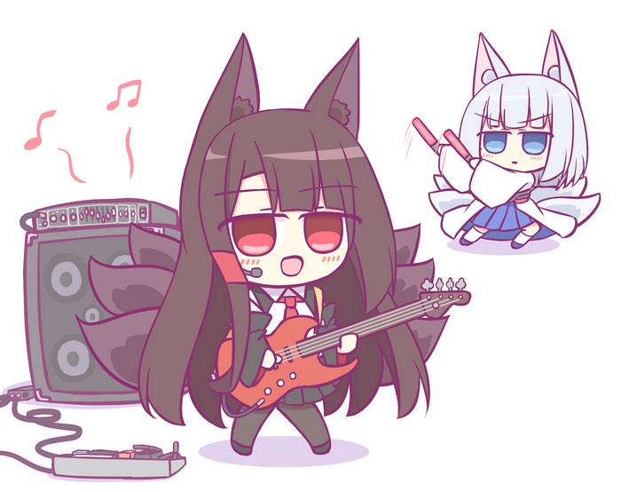 Azur Lane Akagi and Kaga playing music