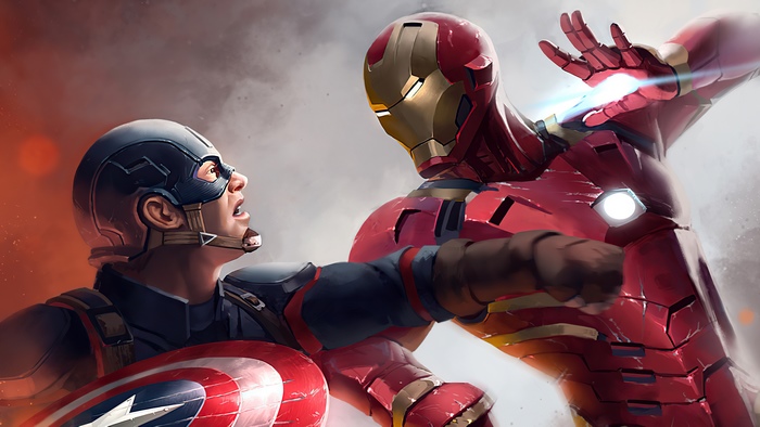 Captain America and Iron Man fight in 4K