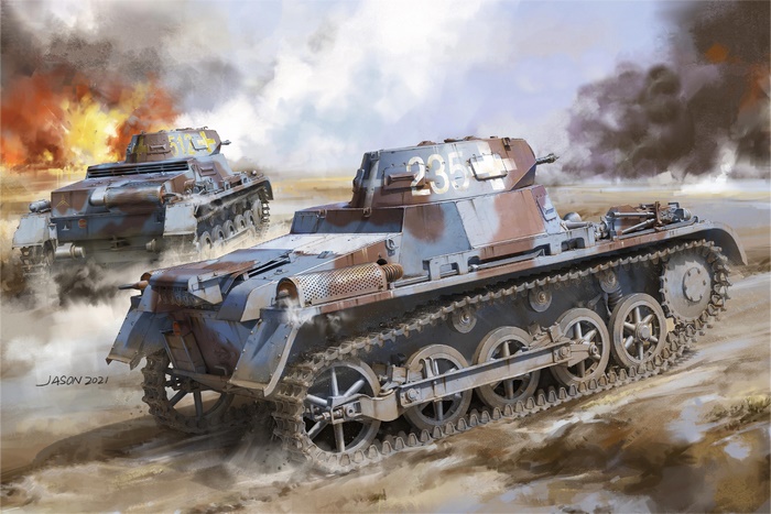 Wehrmacht Tanks in Combat Scene