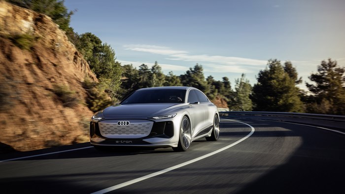 Audi A6 E-Tron 4K driving on a road