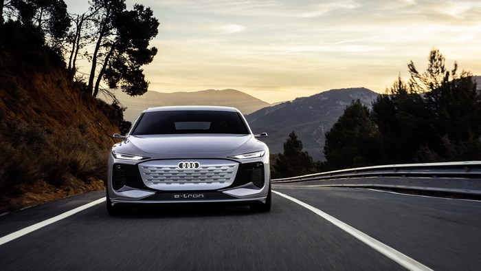 Audi A6 E-Tron 4K driving on a mountain road