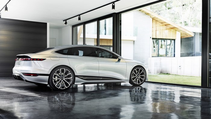 Silver Audi A6 E-Tron 4K electric car