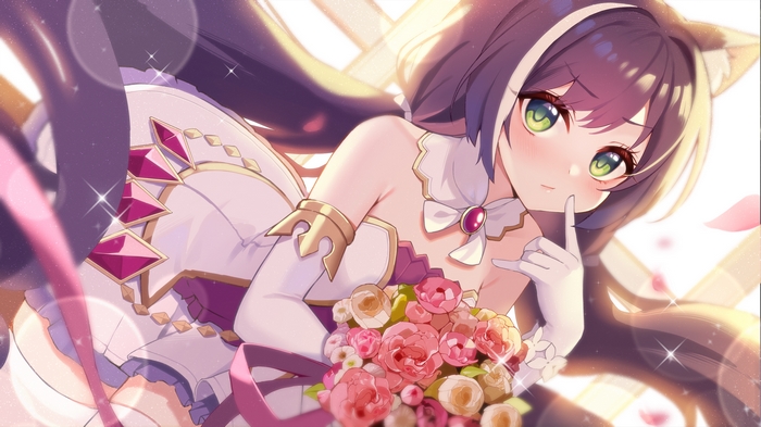 Karyl Momochi with Green Eyes and Purple Hair
