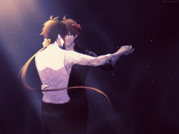 Zhongli and Tartaglia dancing
