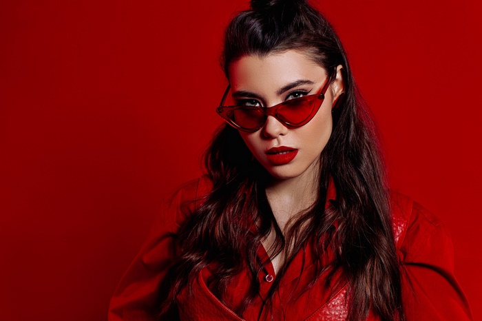 Woman with Black Hair and Sunglasses