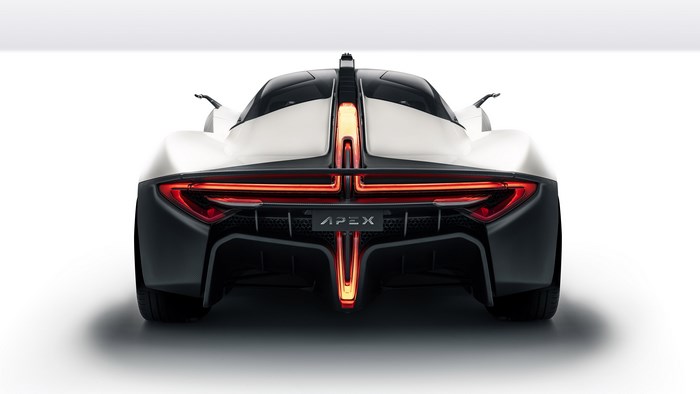 White Apex AP-0 Concept Car Rear View