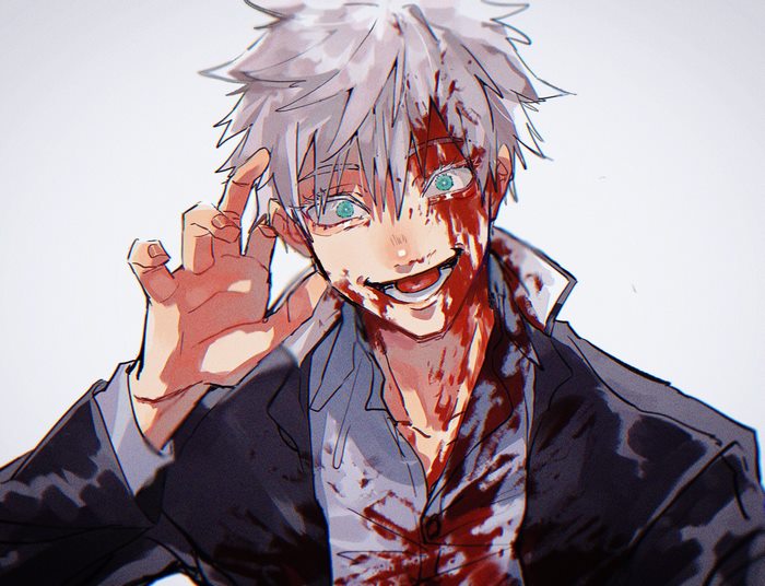 Satoru Gojo covered in blood
