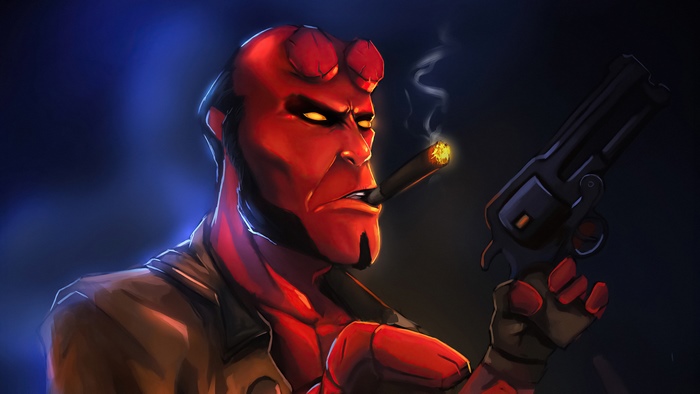 Hellboy 4K with Gun and Cigar
