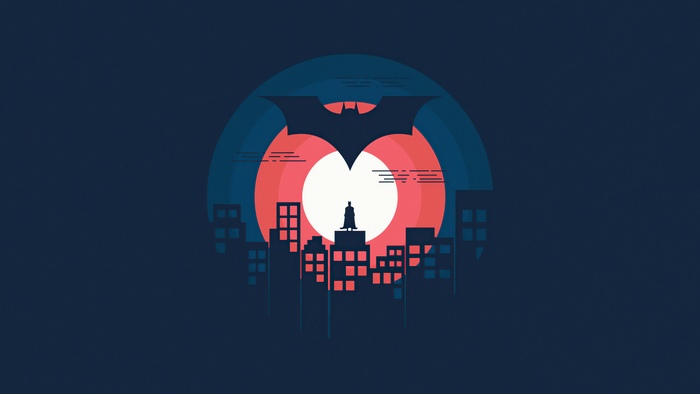 Batman Silhouette Over Gotham City 4K
