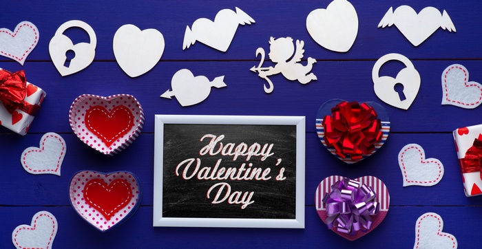 Happy Valentine's Day Chalkboard with Hearts