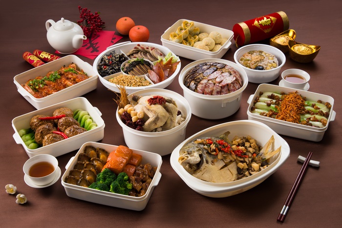 Chinese New Year Feast with Various Dishes