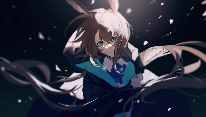 Amiya from Arknights with Brown Hair and Blue Eyes