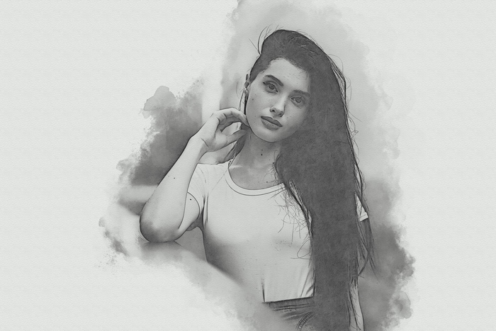 A drawing of a girl with long hair