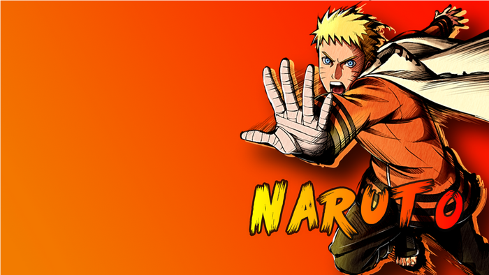 Naruto Uzumaki in action with text