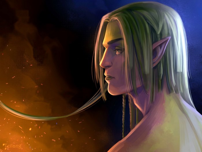 Fantasy Elf Portrait with Fire