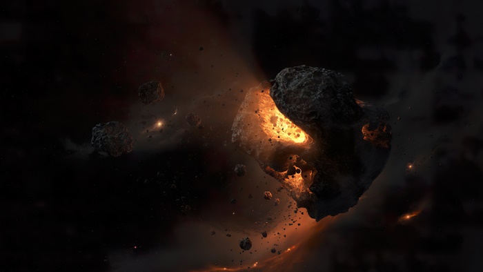 Sci Fi Asteroid Collision in Space 4K