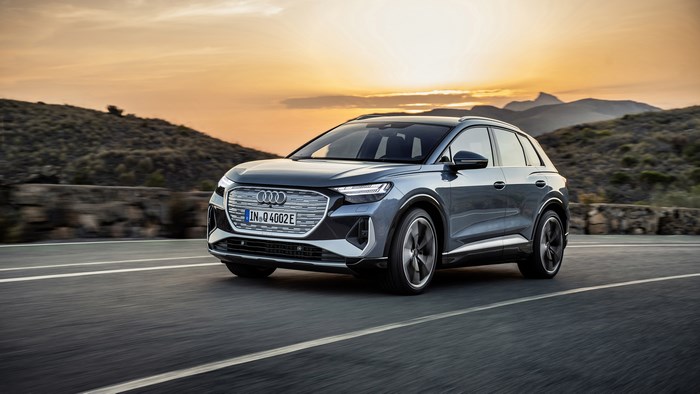 Audi Q4 E-tron 4K driving on a road