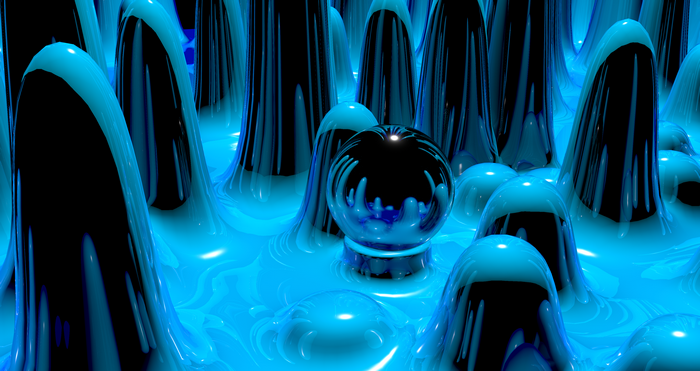 Abstract Blue 3D Sphere with Reflections