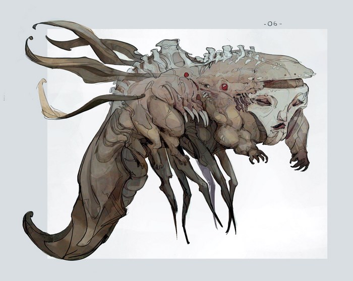 Dark Creature with insectoid and human features