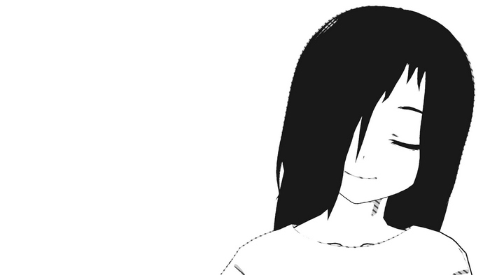 Anime girl with black hair smiling