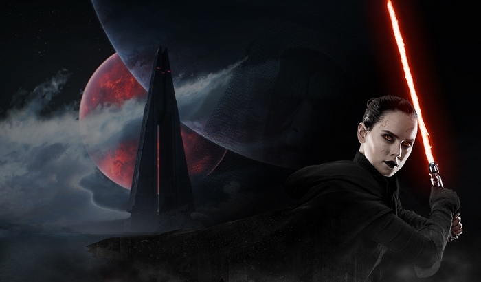 Sith Rey with Red Lightsaber and Sith Temple