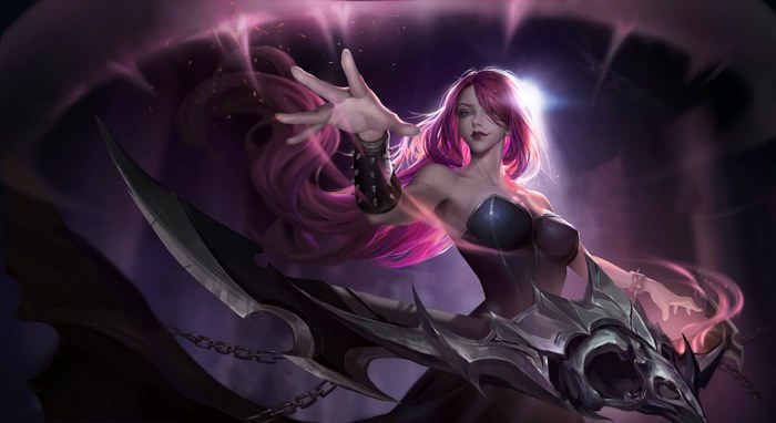 Sona from League of Legends with a weapon