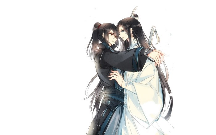 Wei Wuxian and Lan Wangji embracing