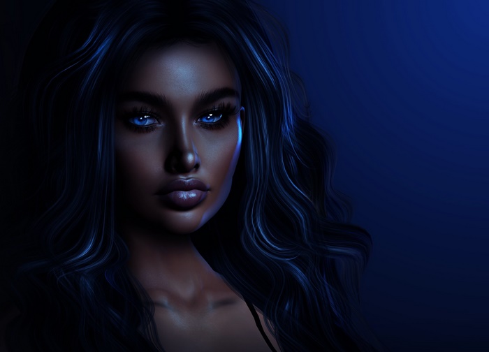 Artistic portrait of a woman with blue eyes