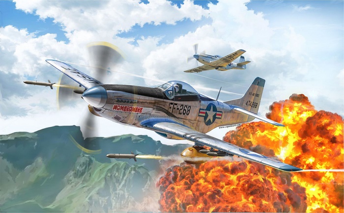 North American P-51 Mustang aircraft in combat