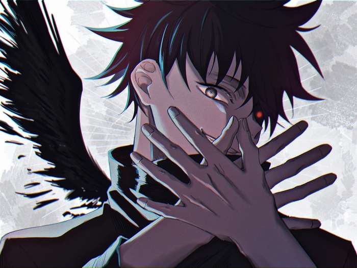 Megumi Fushiguro with black wings