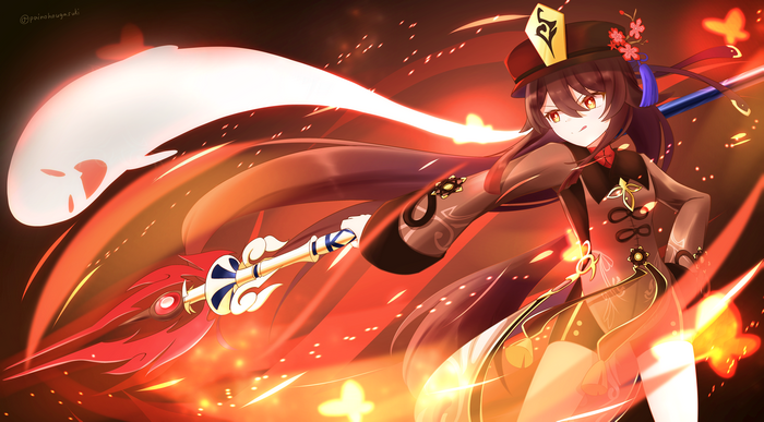 Hu Tao Dynamic Fiery Scene 4K