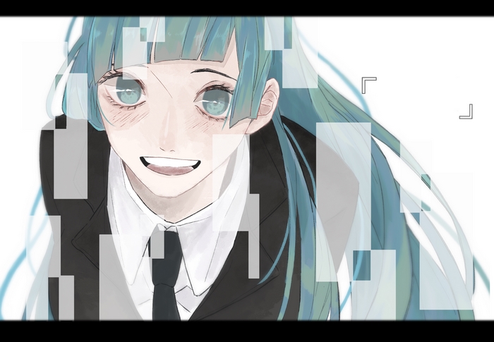 Kasumi Miwa with blue eyes and blue hair