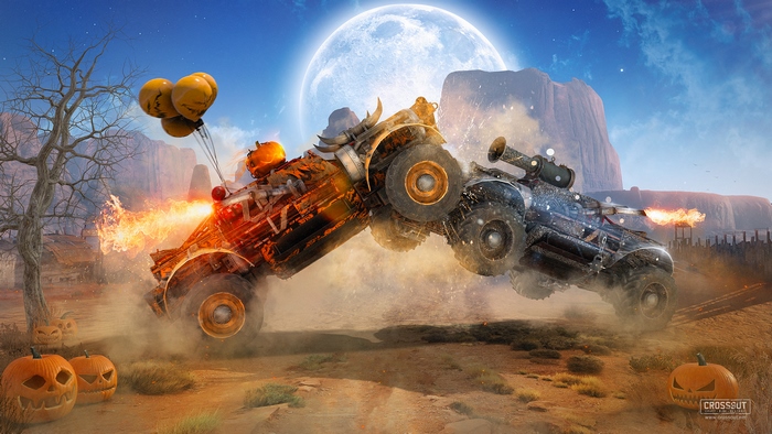 Crossout Halloween Battle with Pumpkins and Balloons