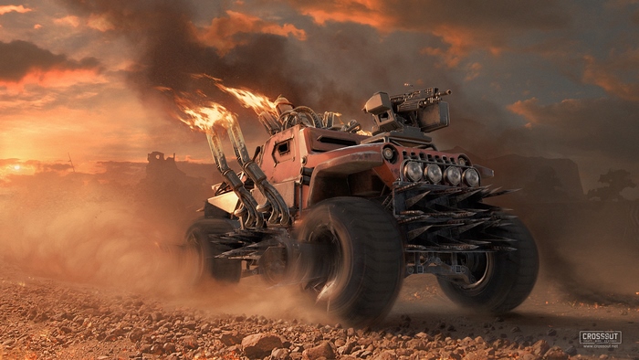 Crossout Mad Max Style Vehicle with Flames